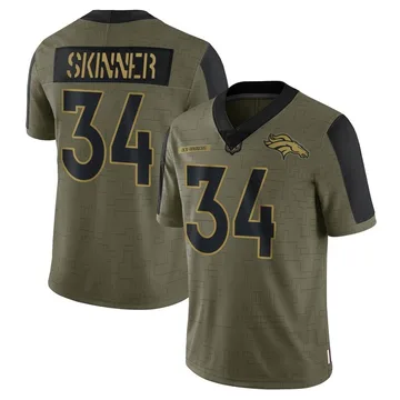 Men's Nike Denver Broncos JL Skinner Olive 2021 Salute To Service Jersey - Limited