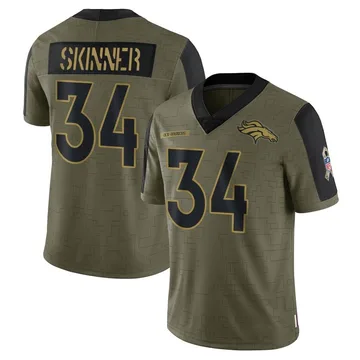 Youth Nike Denver Broncos JL Skinner Olive 2021 Salute To Service Jersey - Limited