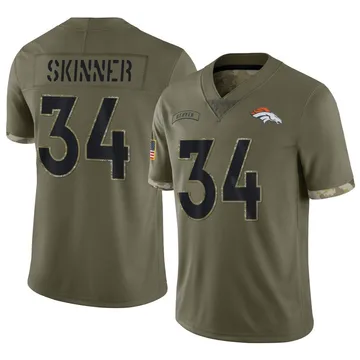 Youth Nike Denver Broncos JL Skinner Olive 2022 Salute To Service Jersey - Limited